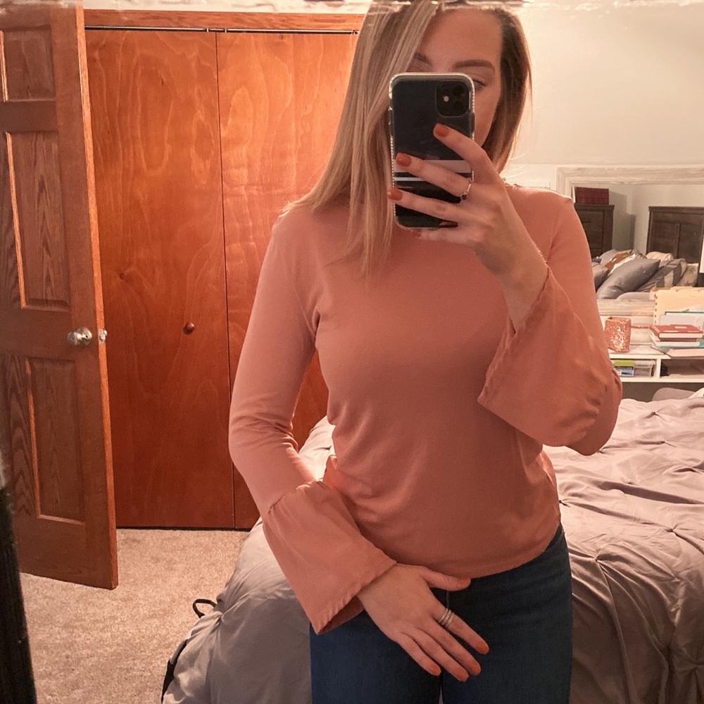 Blush bell sleeve top